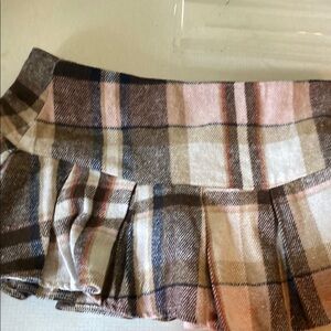 SHEIN Brown Tan Mini Skater Skirt Pleated